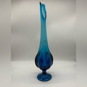 Vintage Viking Bluenique 6 Petal 18" Swung Glass Vase